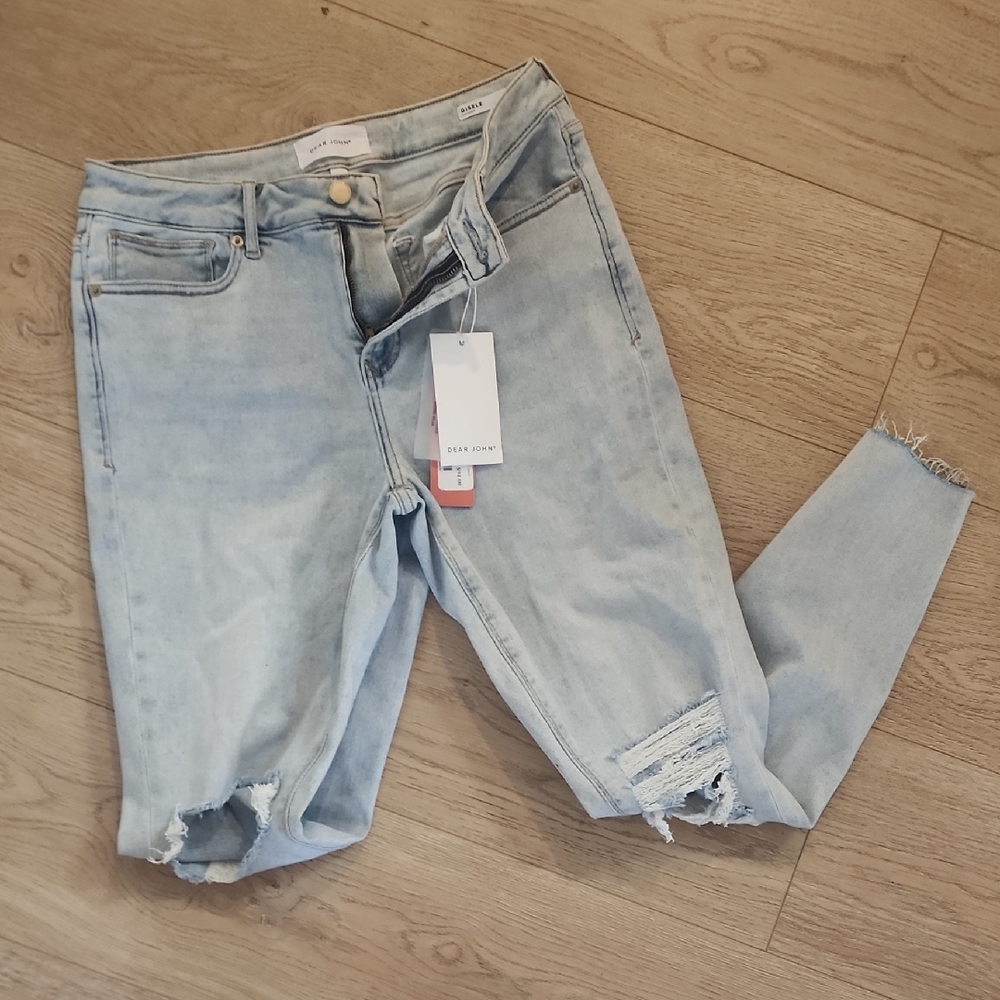 Zara Light Blue Cropped Distressed Jeans